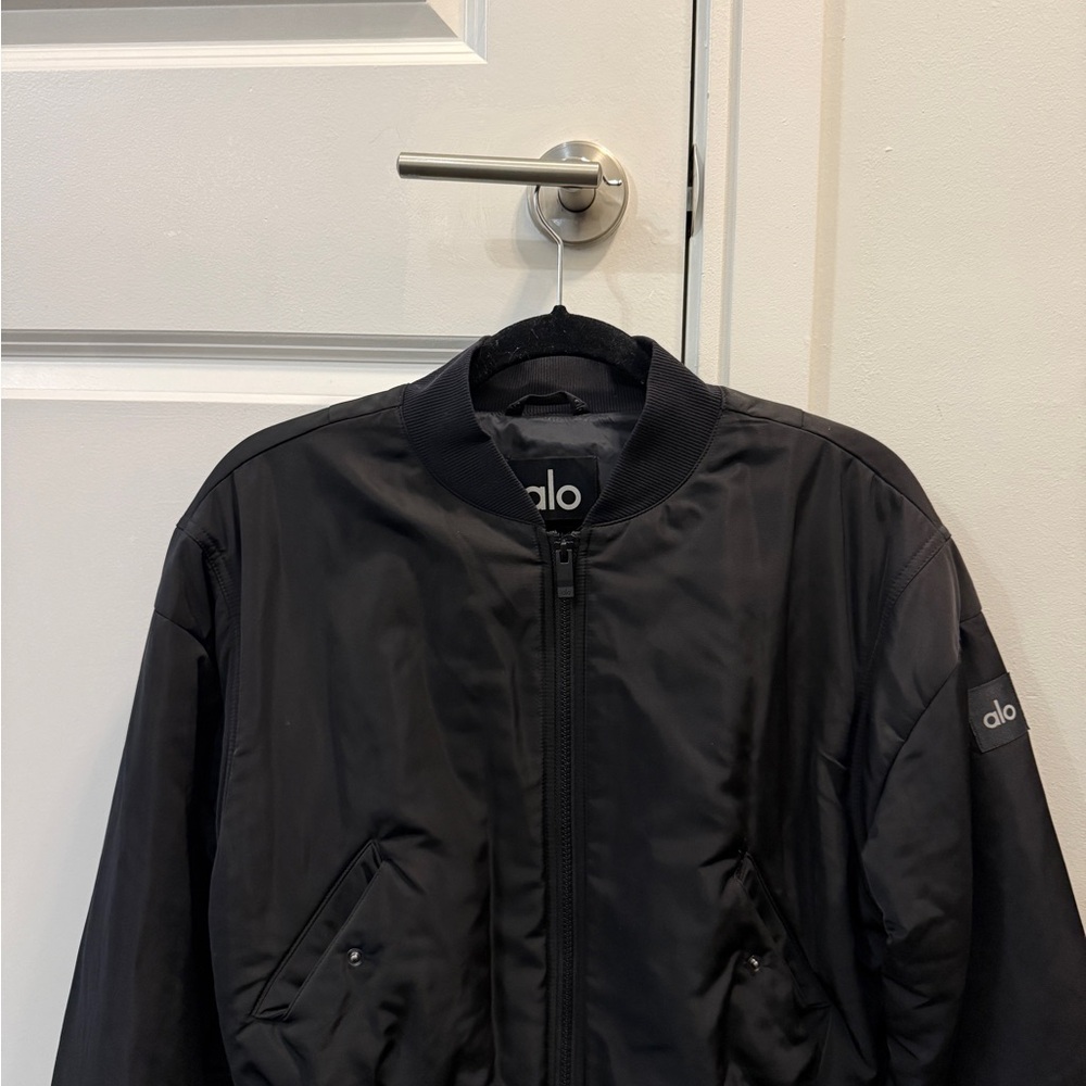 ALO Yoga women’s Classic Black Bomber Jacket